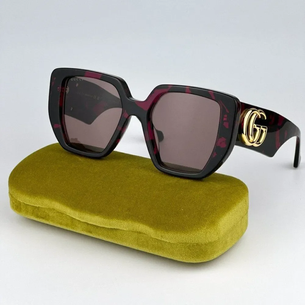 SALE! NEW Gucci GG0956S 008 Havana Violet Brown Cat Eye Unisex Sunglasses